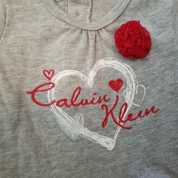 Calvin Klein Baby Girls Shirt Gray/Red Tulle Accents 6/9 Months See Description - Picture 2 of 6